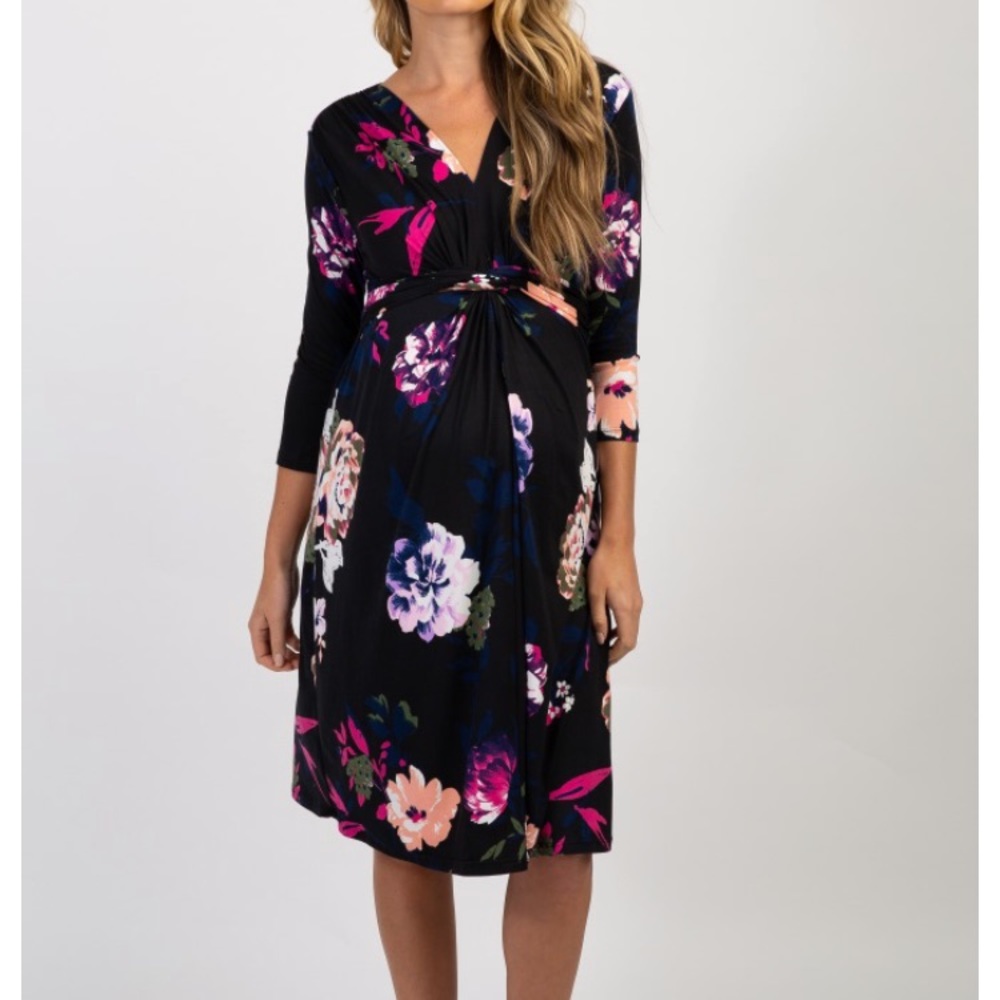 PinkBlush Maternity Dress black floral